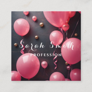 Pink Balloons Glitzer Gold Event Hochzeit Party Quadratische Visitenkarte