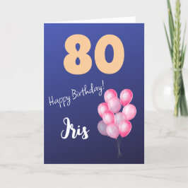 PINK BALLOONS GLÜCKLICH 80. GEBURTSTAGSKARTE FEIERTAGSKARTE