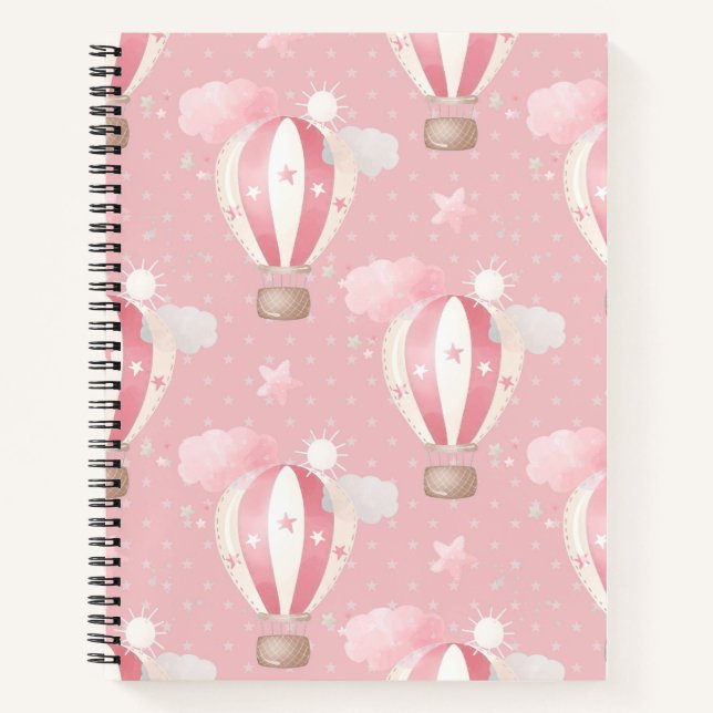 Pink Balloons Muster Notizbuch (Vorderseite)