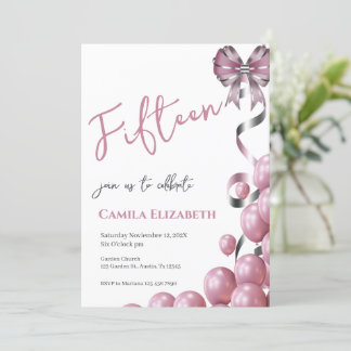 Pink Balloons Quinceañera Einladung