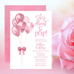 Pink Balloons Sie ist dabei, Pop Baby Shower Einladung