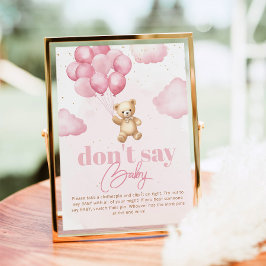 Pink Balloons Teddy Bär Don't say baby game Poster