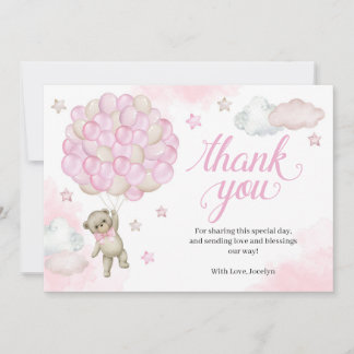 Pink Balloons Teddy Bear Baby Dusche Danke Auto