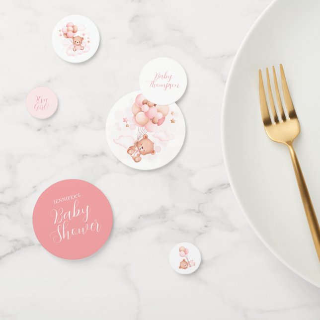 Pink Balloons Teddy Bear Baby Shower Confetti Konfetti (Gruppe)
