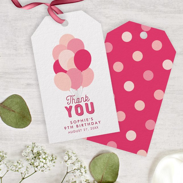 Pink Balloons Vielen Dank Geschenkanhänger (Von Creator hochgeladen)