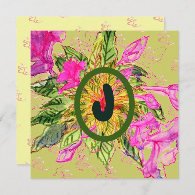 Pink Balsam Blume Bouquet & Letter (Vorne/Hinten)