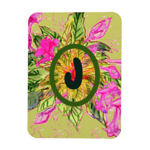 Pink Balsam Blume Bouquet & Letter Magnet