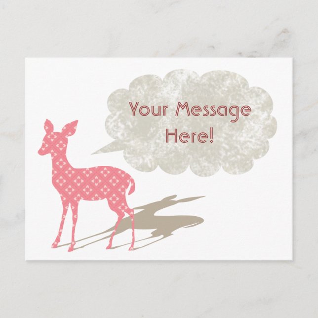 Pink Bambi Jeder Anlass Custom Postcard Postkarte (Vorderseite)