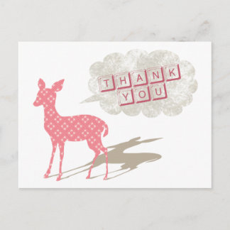 Pink Bambi Vielen Dank Postcard Postkarte