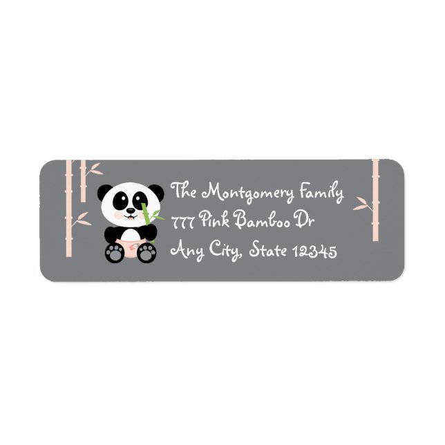 Pink Bamboo Baby Panda in Diapers Anschrift Labels (Vorne)