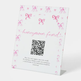 Pink-Band-Hochzeitsreise-Fonds-QR-Code-Brautparty Sockelschild