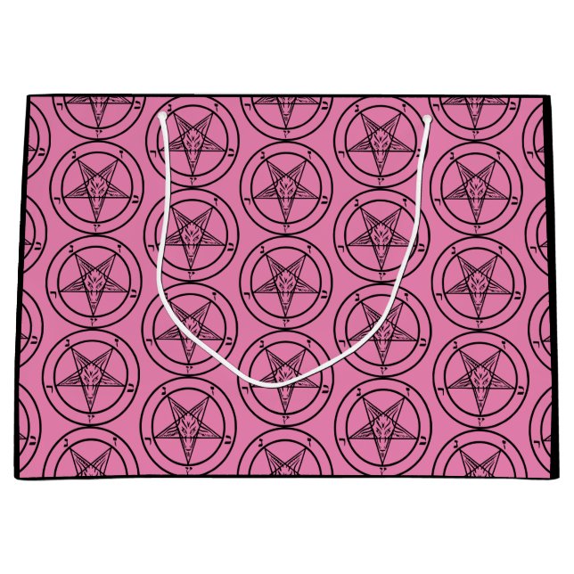 Pink Baphomet Pentagramm Große Geschenktüte (Vorderseite)
