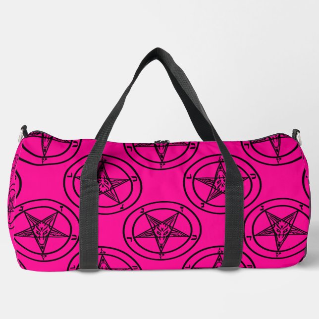 Pink-Baphomet-Pentagramm-halloween Duffle Bag (Vorderseite)