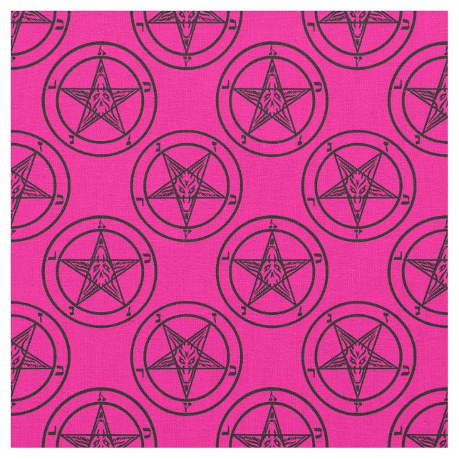 Pink-Baphomet-Pentagramm-halloween Stoff (Nahaufnahme)
