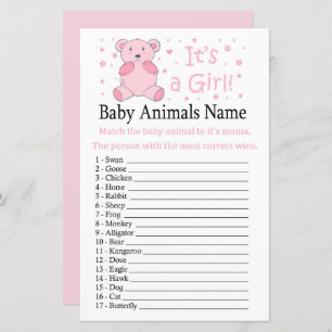 Pink Bär Baby Animes Name Game