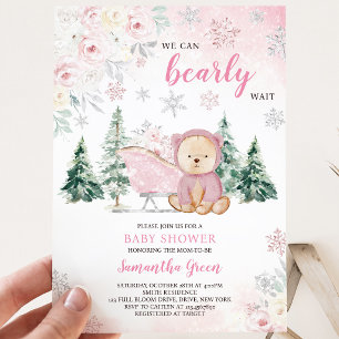 Pink Bär Baby Shower Einladung