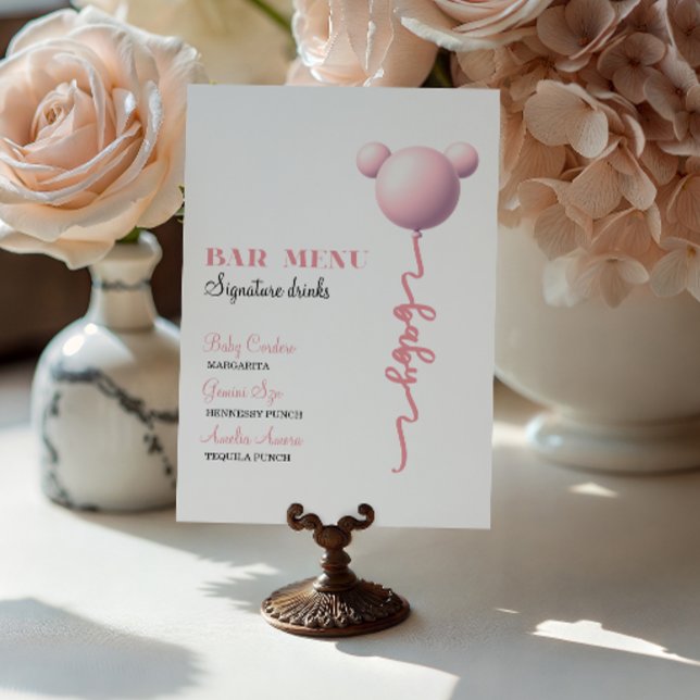Pink-Bär-Ballon-Signature-Drinks-Bar-Menü Poster (Von Creator hochgeladen)