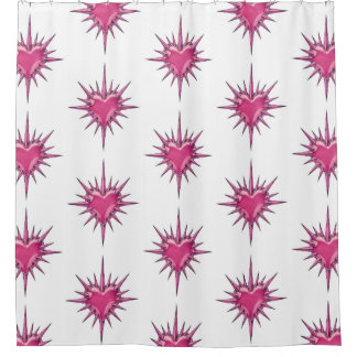 Pink Barbed Heart Cybersigilism Shower Curtain Duschvorhang
