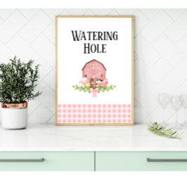 Pink Barnyard Birthday Drink Station Poster