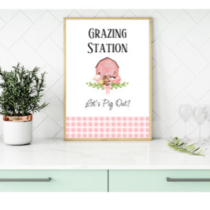Pink Barnyard Birthday Food Station Poster