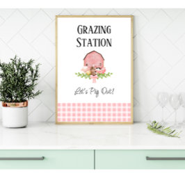 Pink Barnyard Birthday Food Station Poster