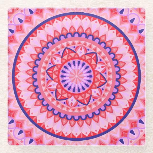Pink Base Mandala Glasuntersetzer (Vorderseite)