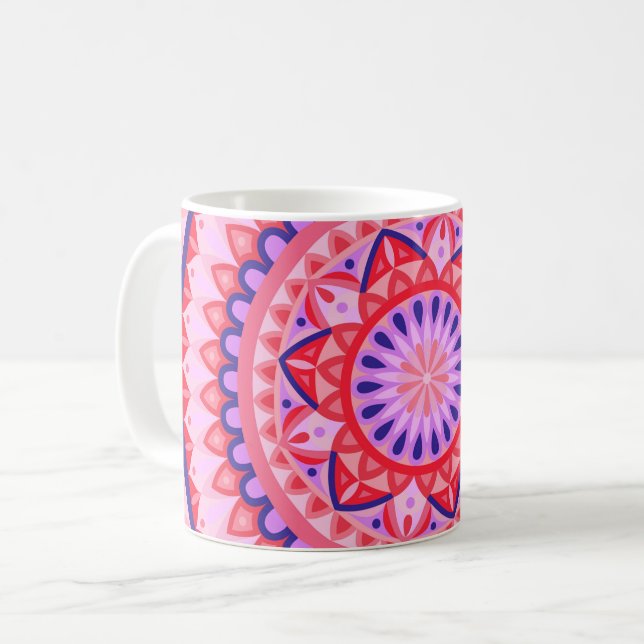Pink Base Mandala Tasse (Vorderseite Links)