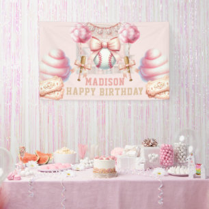 Pink Baseball Alles Gute zum Geburtstag Banner