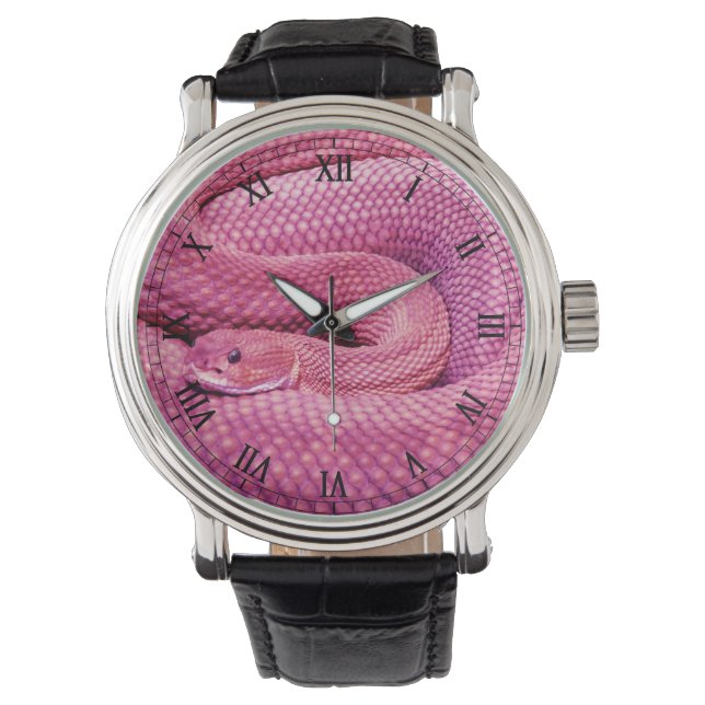 Pink Basilisk Rattlesnake Armbanduhr (Vorderseite)