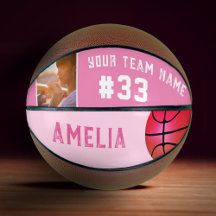 Pink Basket Ball Girl Player Name Team Number