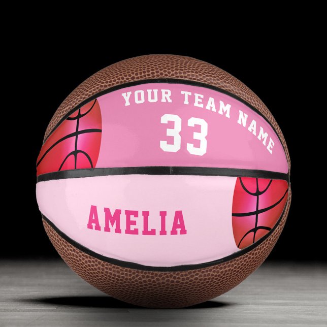 Pink Basket Ball Girl Player Name Team Number Mini Basketball (Von Creator hochgeladen)