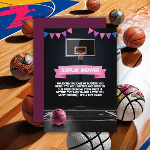 Pink Basketball Baby Dusche Party Begleitkarte