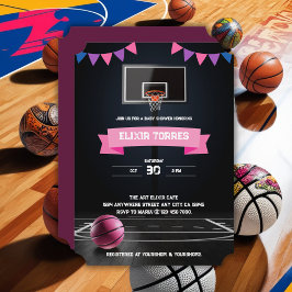 Pink Basketball Baby Dusche Party Einladung