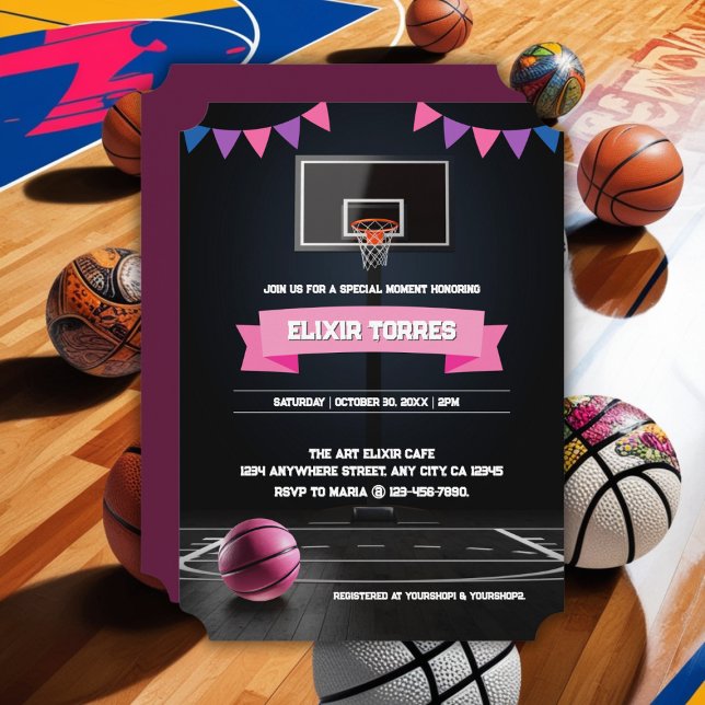 Pink Basketball Baby Dusche Party Einladung (Von Creator hochgeladen)