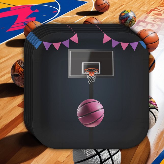 Pink Basketball Baby Dusche Party Pappteller (Von Creator hochgeladen)