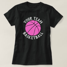 Pink Basketball Custom Team Name Women's Sports T-Shirt