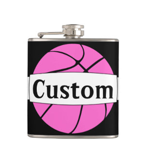 Pink Basketball Custom Team oder Player Name Sport Flachmann