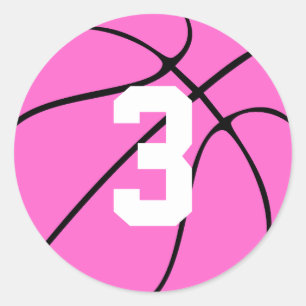 Pink Basketball Player Jersey Nummer oder Initial Runder Aufkleber
