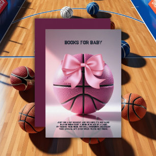 Pink Basketball Ribbon Bow Ball Baby Dusche Invita Begleitkarte