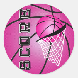 Pink Basketball Runder Aufkleber