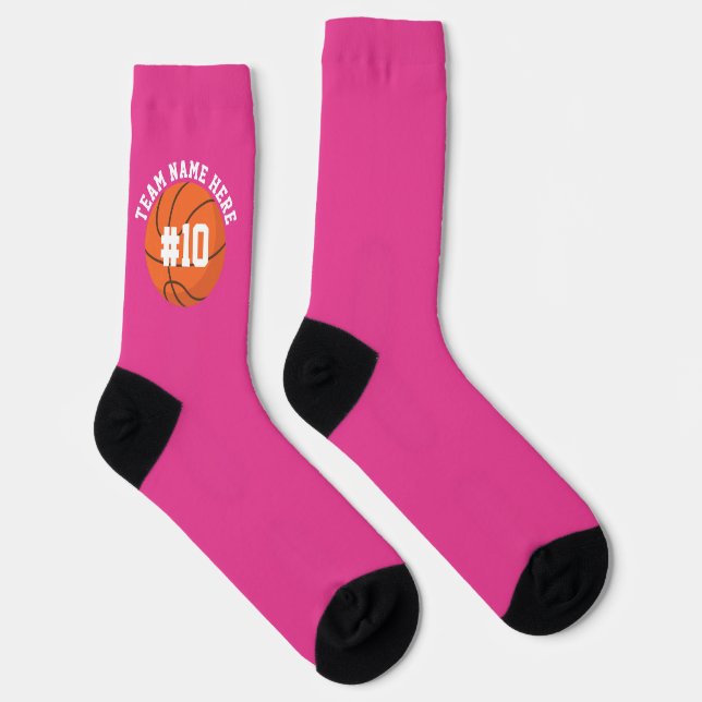 Pink Basketball Socks Team Player Sports Birthday Socken (Rechts)