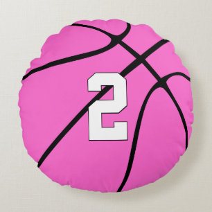 Pink Basketball Spieler Custom Jersey Nummer Sport Rundes Kissen