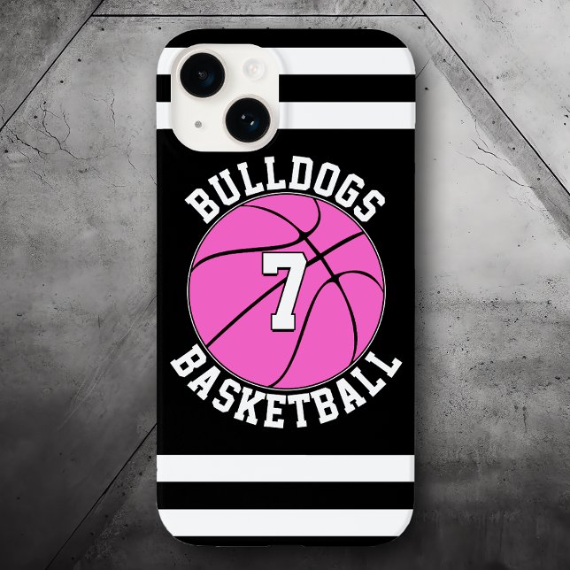 Pink Basketball Team Name Player Number Custom Case-Mate iPhone Hülle (pink basketball custom phone case)