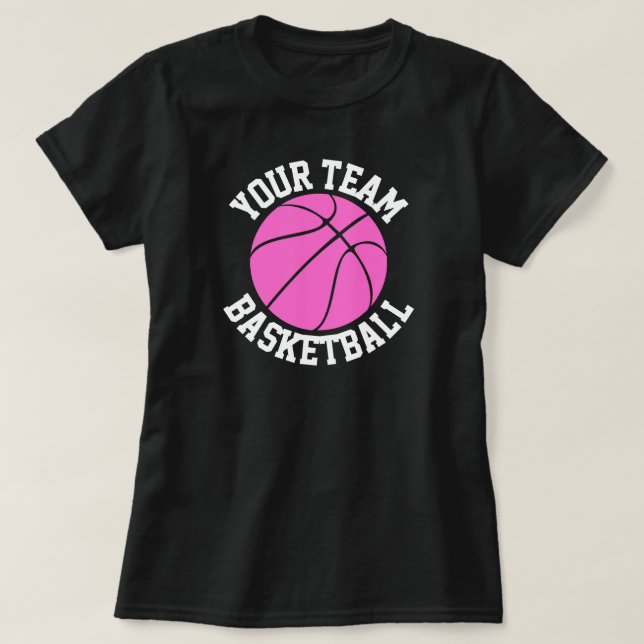 Pink Basketball Team, Player & Jersey Nummer T-Shi T-Shirt (Design vorne)