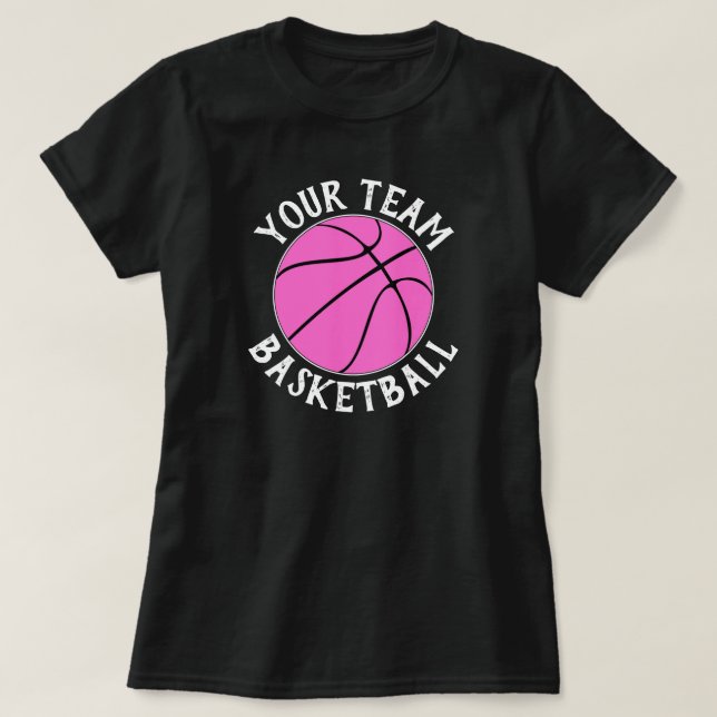 Pink Basketball Team, Spielername und Jersey-Numme T-Shirt (Design vorne)