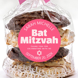Pink Bat Mitzvah Bold Typografie Cool Retro Groovy Runder Aufkleber