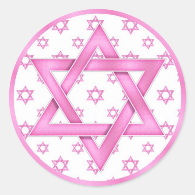 Pink Bat Mitzvah Cupcake Toppers Stickers (Vorderseite)