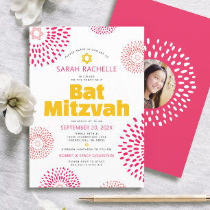 Pink Bat Mitzvah Foto Kühne Coole Sternexplosion G Einladung