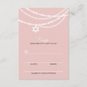 Pink Bat Mitzvah Glitzern-Star der David RSVP-Kart RSVP Karte