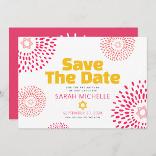 Pink Bat Mitzvah Kühne Sternexplosion Cool Moderne Save The Date